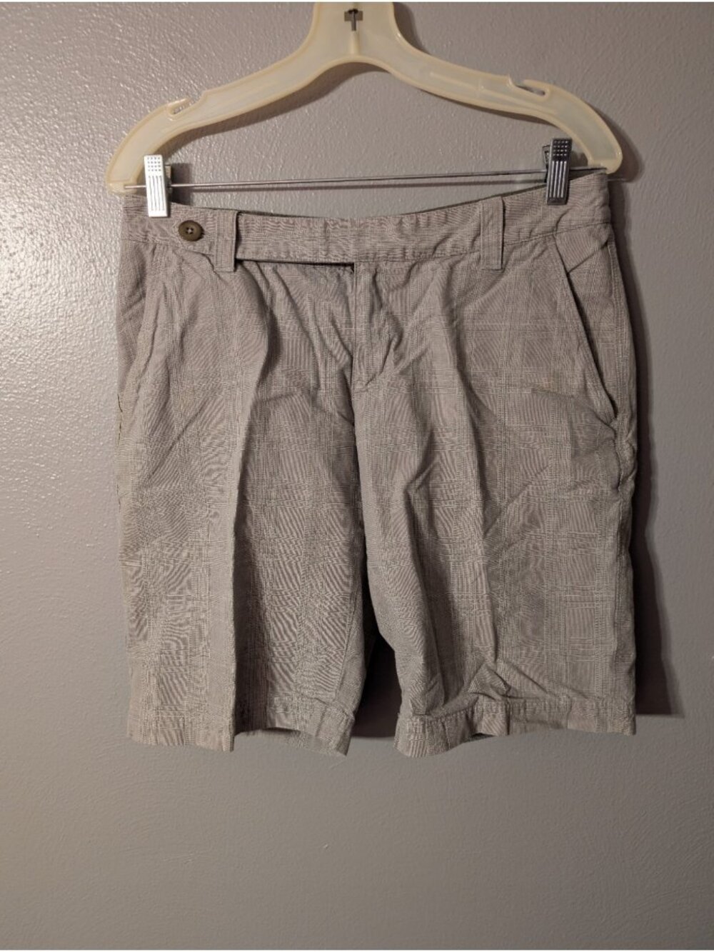 The North Face Womens 8 Regular Plaid Cotton Chino Shorts Gray Green AV2H